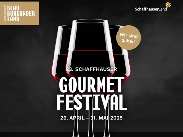 Drei Weingläser, Schaffhauser Gourmet Festival 2025 Werbung.