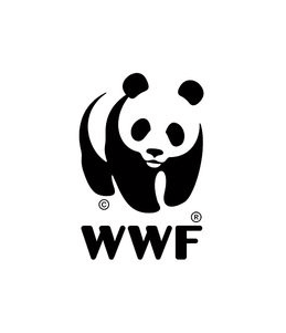 Schwarz-weisses Panda-Logo mit WWF-Schriftzug.
