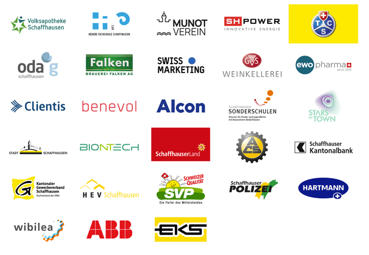 Logos verschiedener Unternehmen und Organisationen in Schaffhausen.